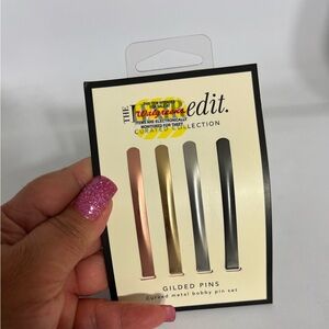 4 pcs Gilded pins curved metal Bobby pins Set